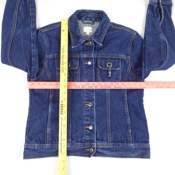 Vintage Y2K cleo Jean Jacket Women's Medium 100% Cotton Denim Trucker Coat - Picture 8 of 9